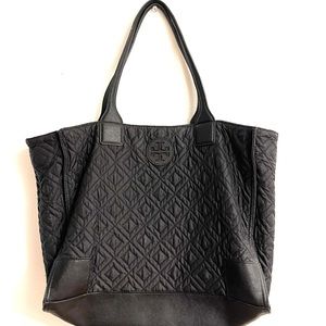Tory Burch Ella Quilted Tote Black Bag